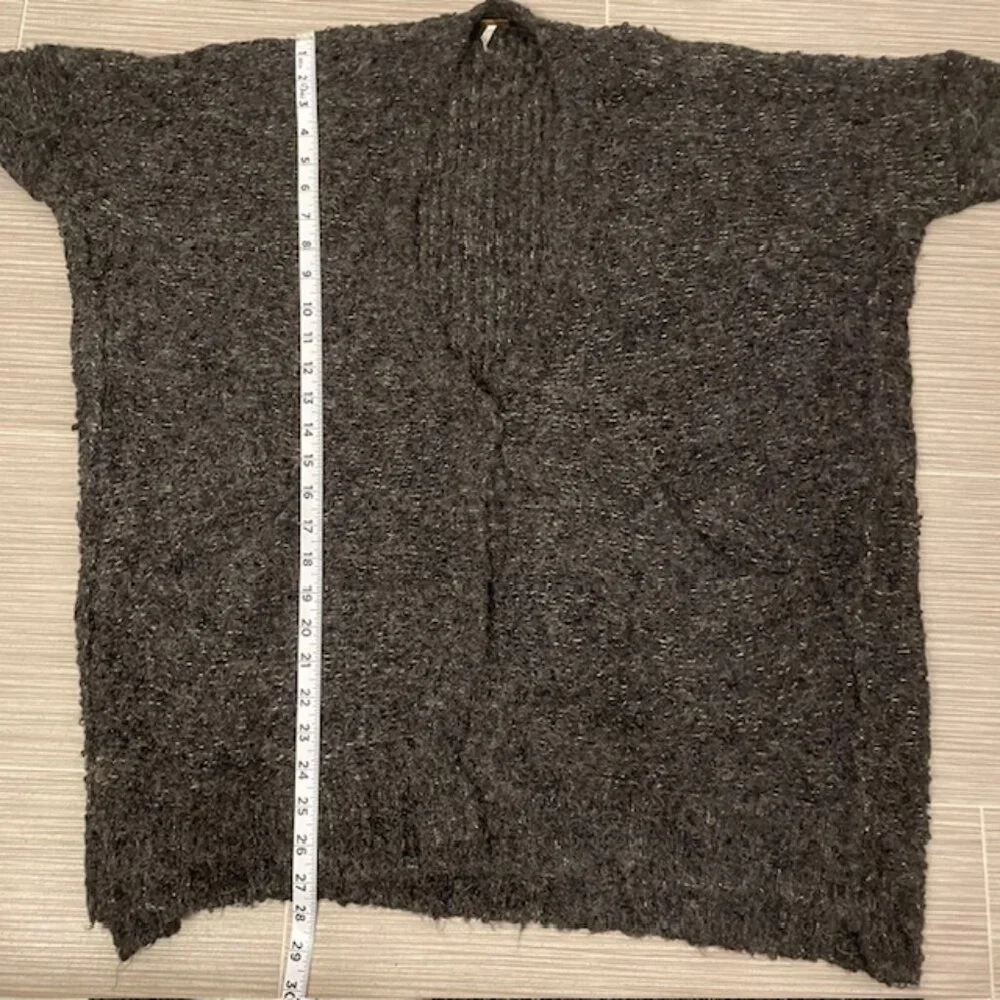 Free People Charcoal Gray Fuzzy Button-Up Cardigan